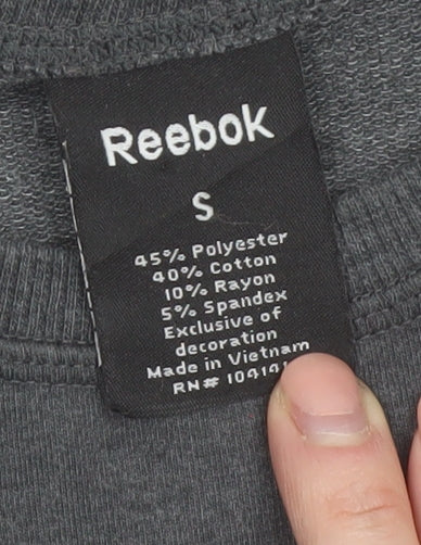 Reebok Women Grey Pullover Sweatshirt Small Graphic Print