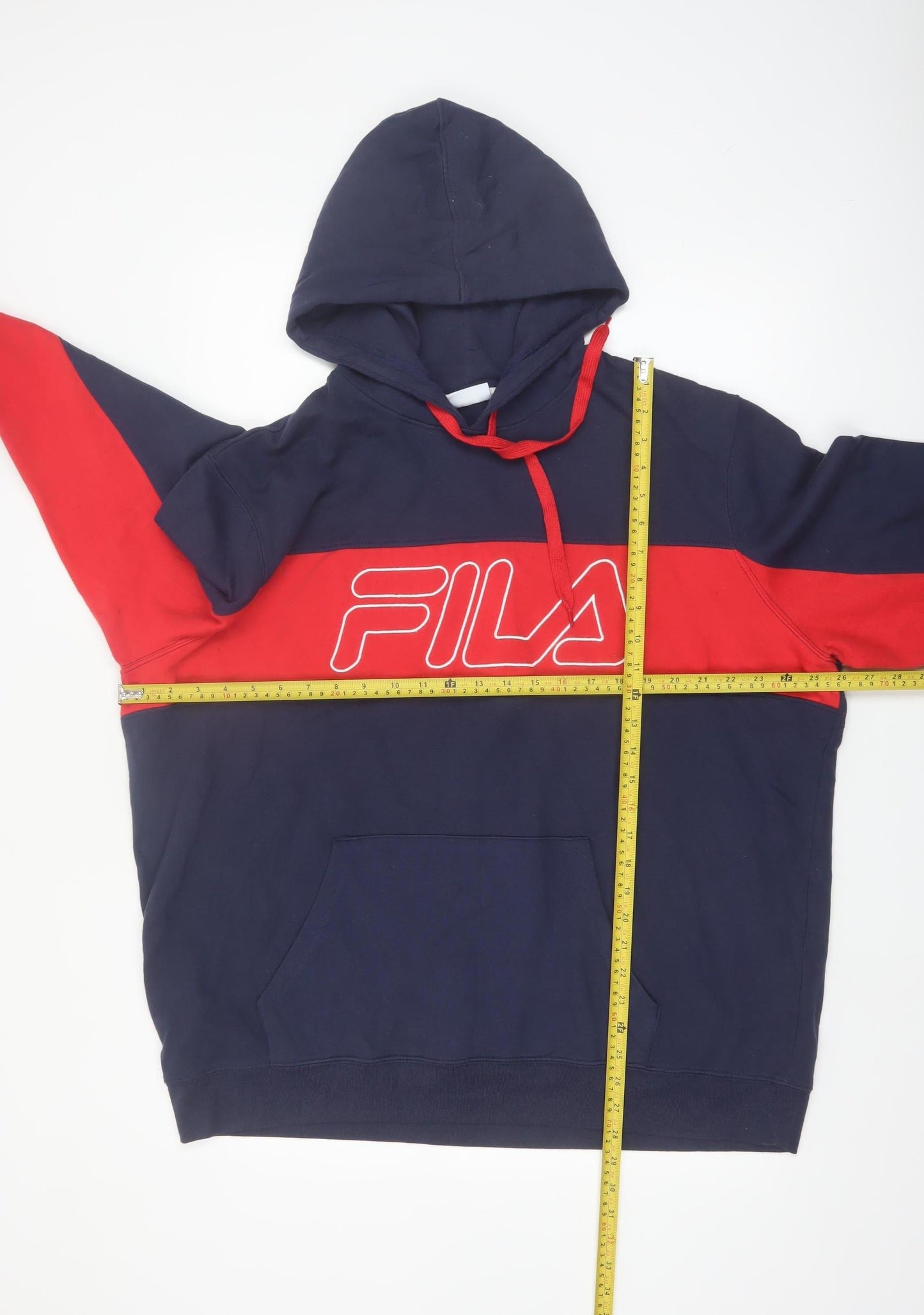 Fila Men's Blue Red Pullover Hoodie 2XL Logo Sports Sweatshirt