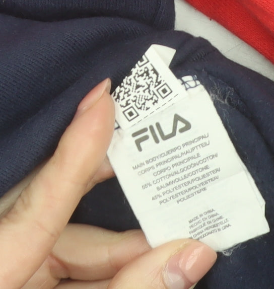 Fila Men's Blue Red Pullover Hoodie 2XL Logo Sports Sweatshirt