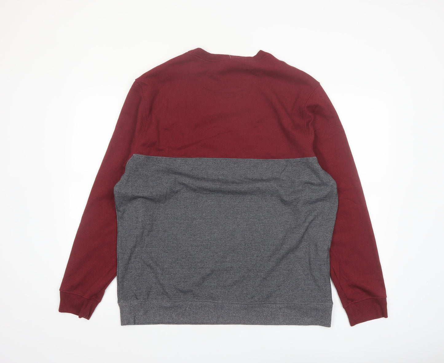 IZOD Mens Grey Burgundy Crew Neck Pullover Sweatshirt L Stretch