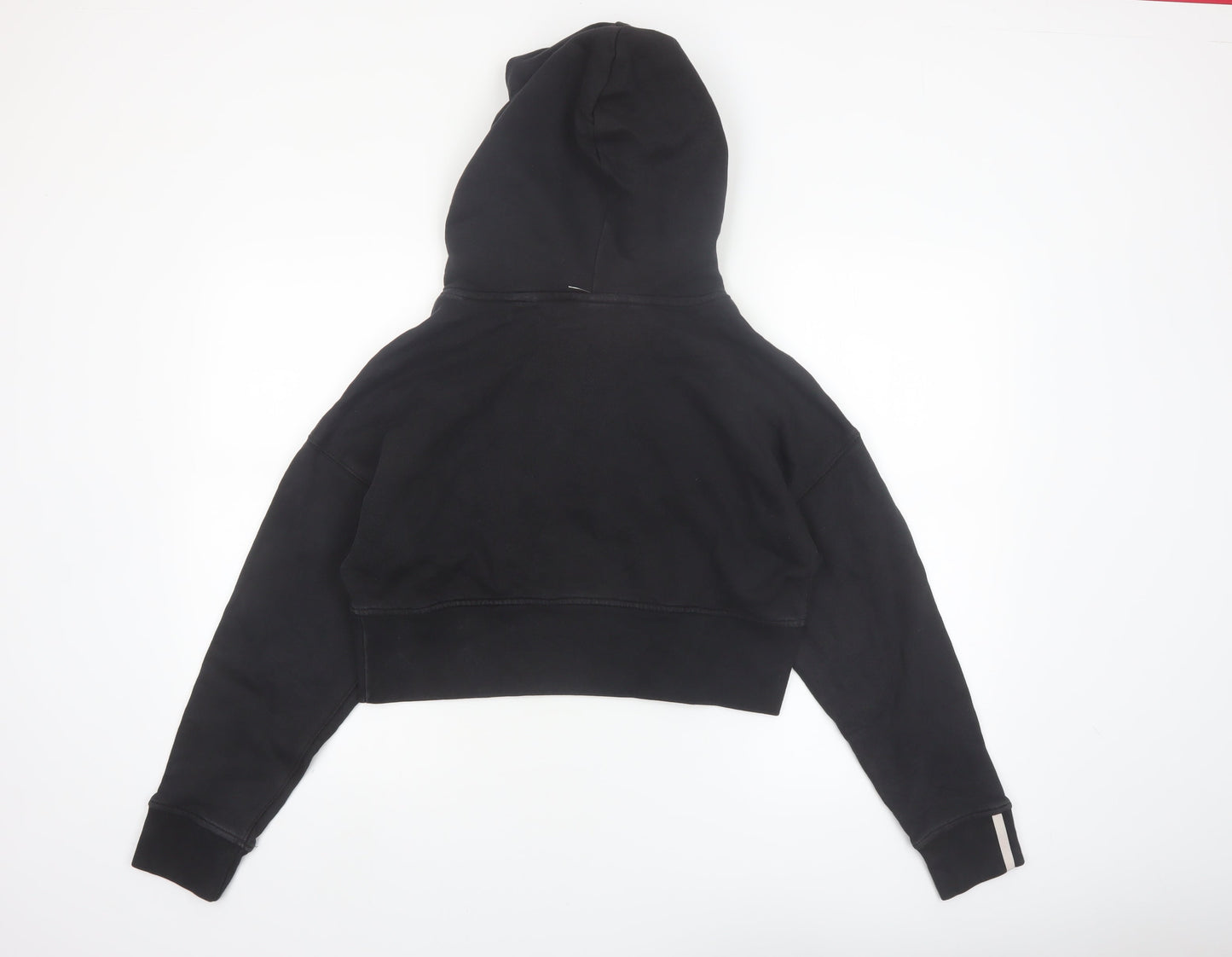 Adidas Women's Black Crop Pullover Hoodie UK 6 XS Cotton Blend