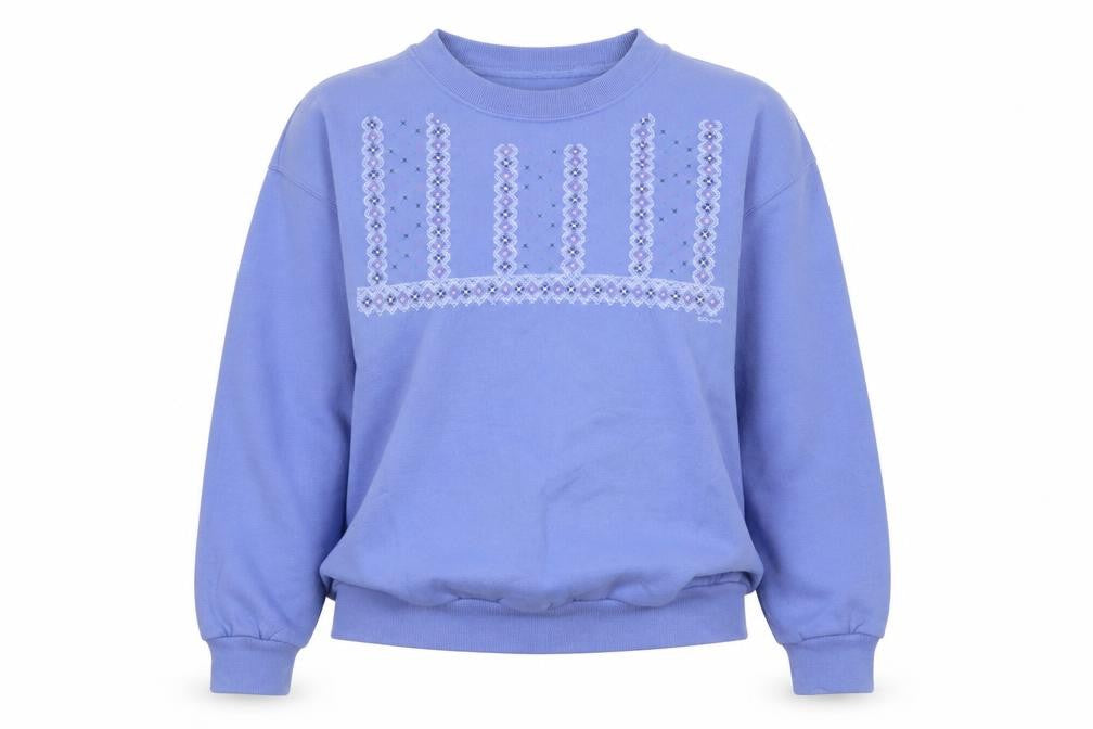 Jerzees Women Blue Embroidered Pullover Sweatshirt Size M