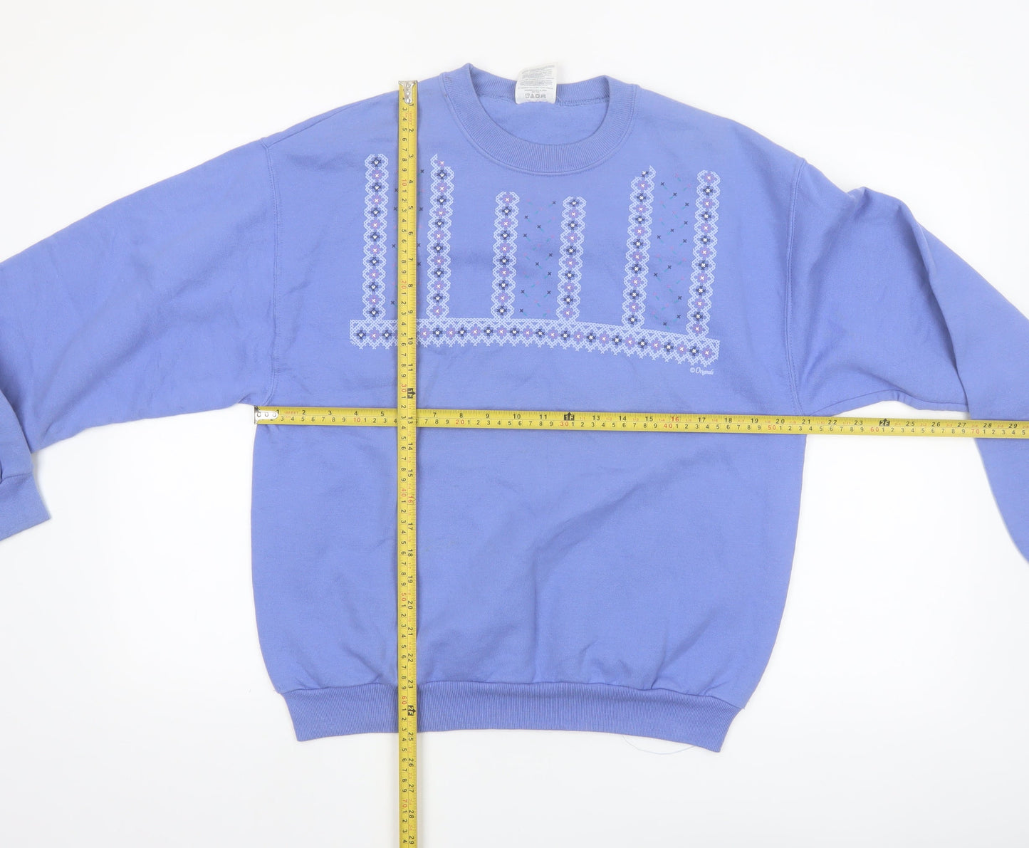 Jerzees Women Blue Embroidered Pullover Sweatshirt Size M