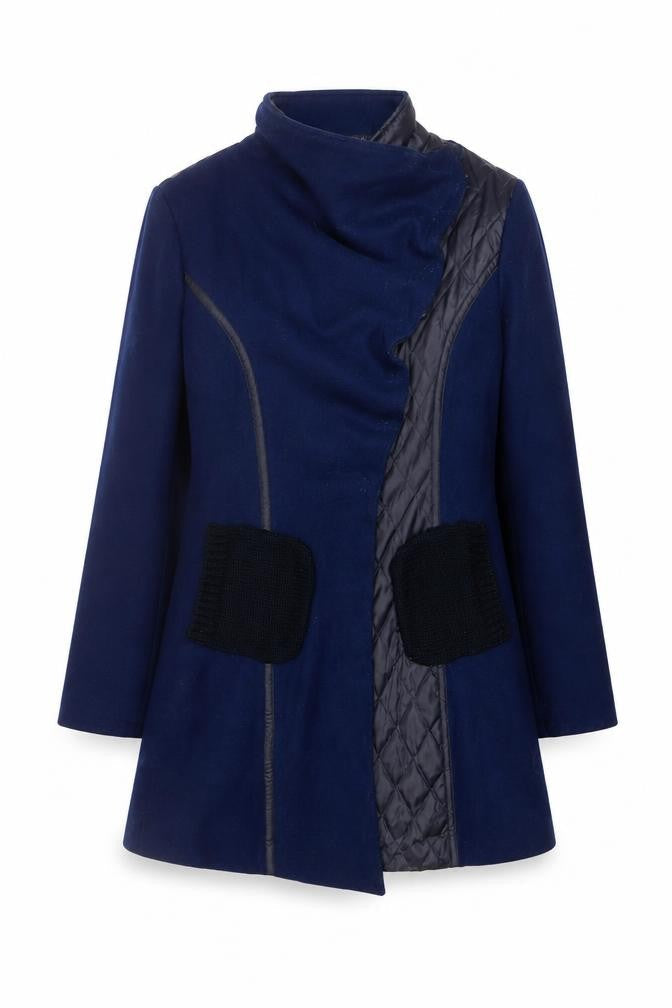 St-Martins Women’s Blue Wool Blend Mid-Length Coat Size 14