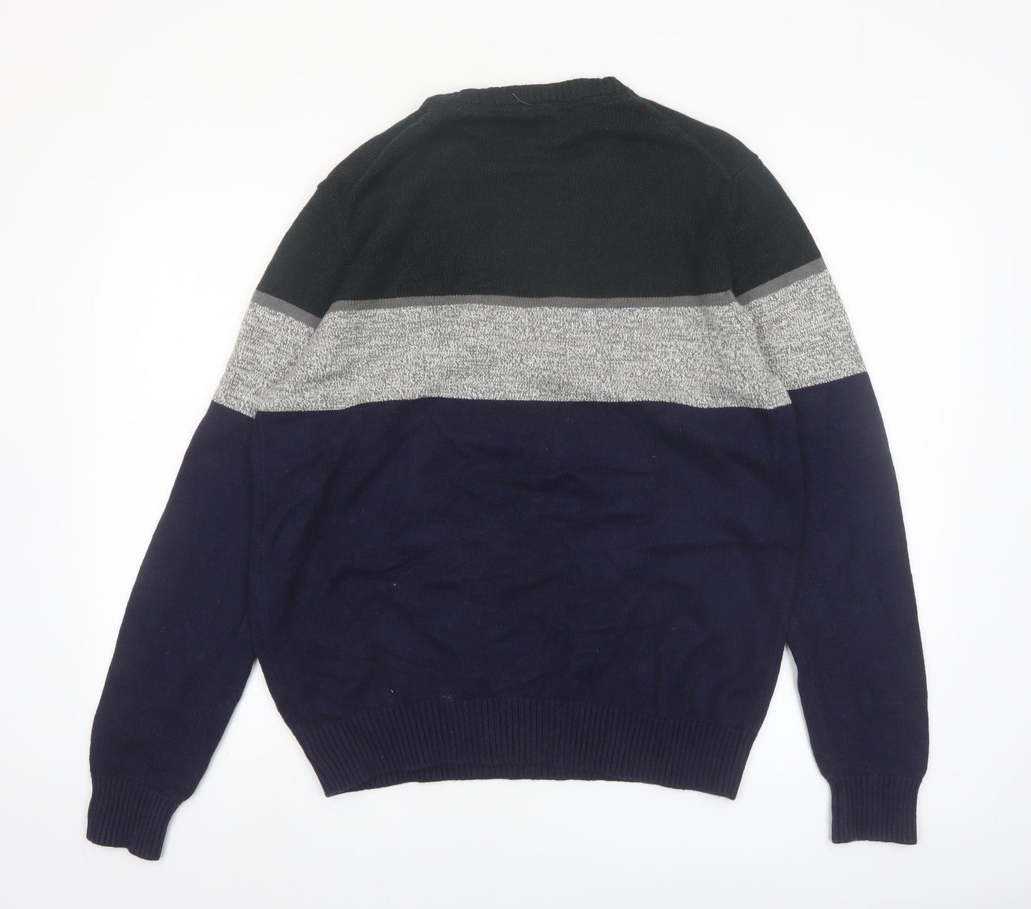 IZOD Men's Multicoloured Cotton Crew Neck Pullover Jumper L