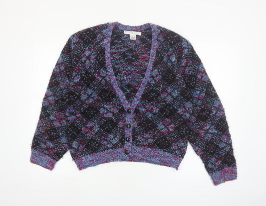 Lise J. Women's Multicoloured Chunky Knit V-Neck Cardigan M