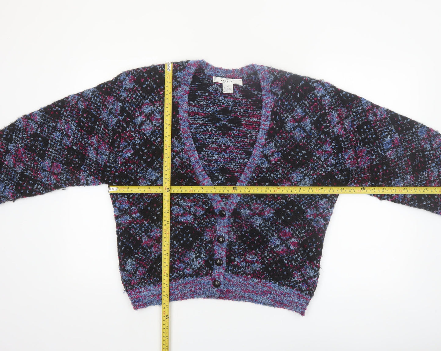 Lise J. Women's Multicoloured Chunky Knit V-Neck Cardigan M
