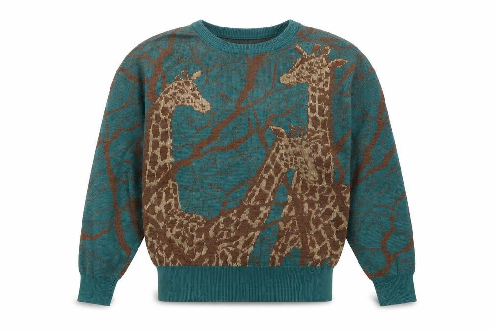 Gran Signore Women's Green Animal Print Cotton Blend Jumper M