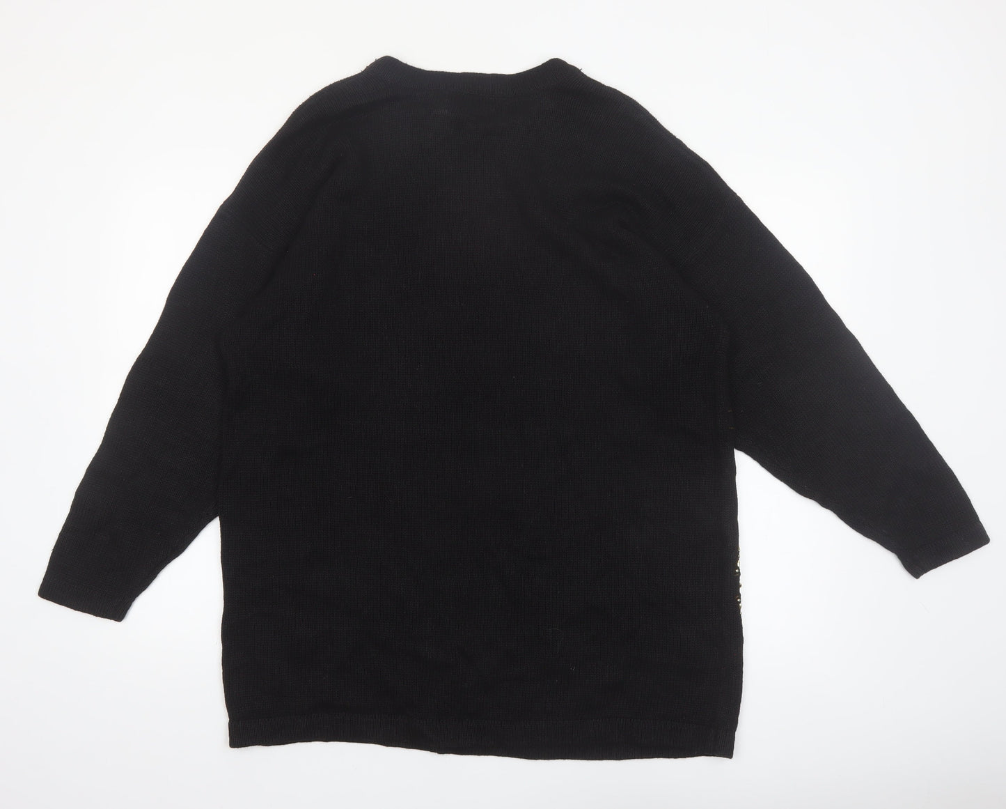 Victoria Jones Woman Black Jewel Embellished Knit Jumper XL