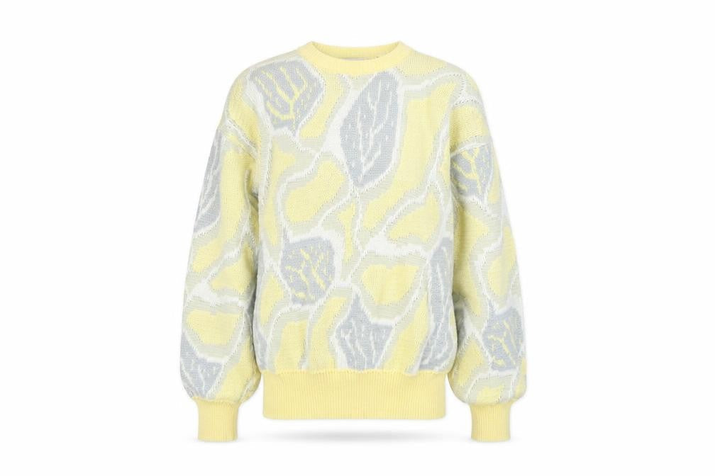 Private Club Womens Yellow Geometric Acrylic Pullover Jumper M