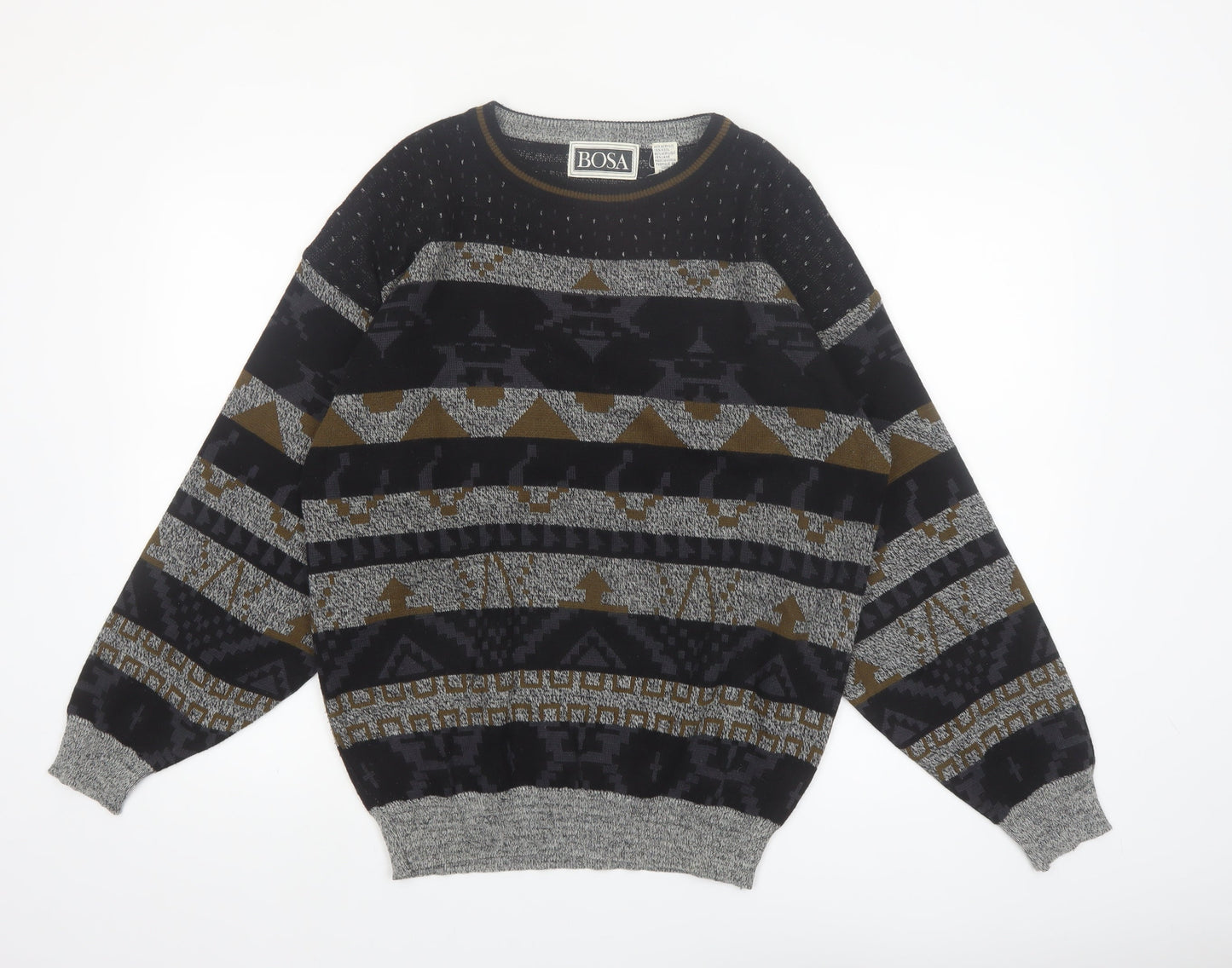 Bosa Men's Multicoloured Geometric Knit Wool Blend Pullover Jumper M