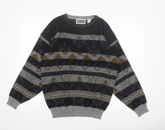 Bosa Men's Multicoloured Geometric Knit Wool Blend Pullover Jumper M
