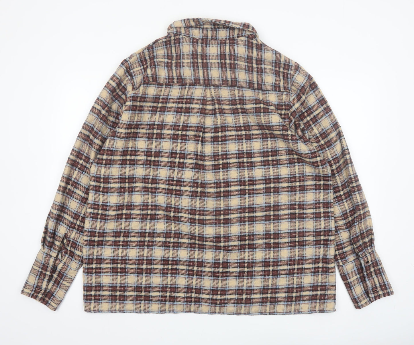 PrettyLittleThing Women Beige Checked Flannel Jacket Size 6
