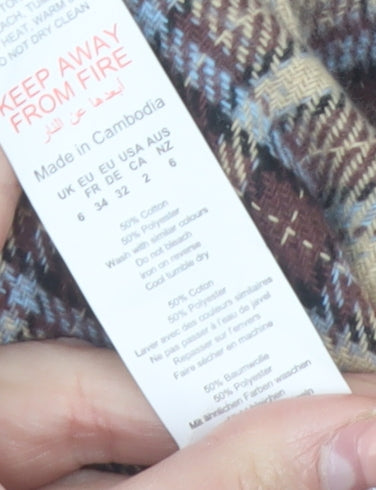 PrettyLittleThing Women Beige Checked Flannel Jacket Size 6