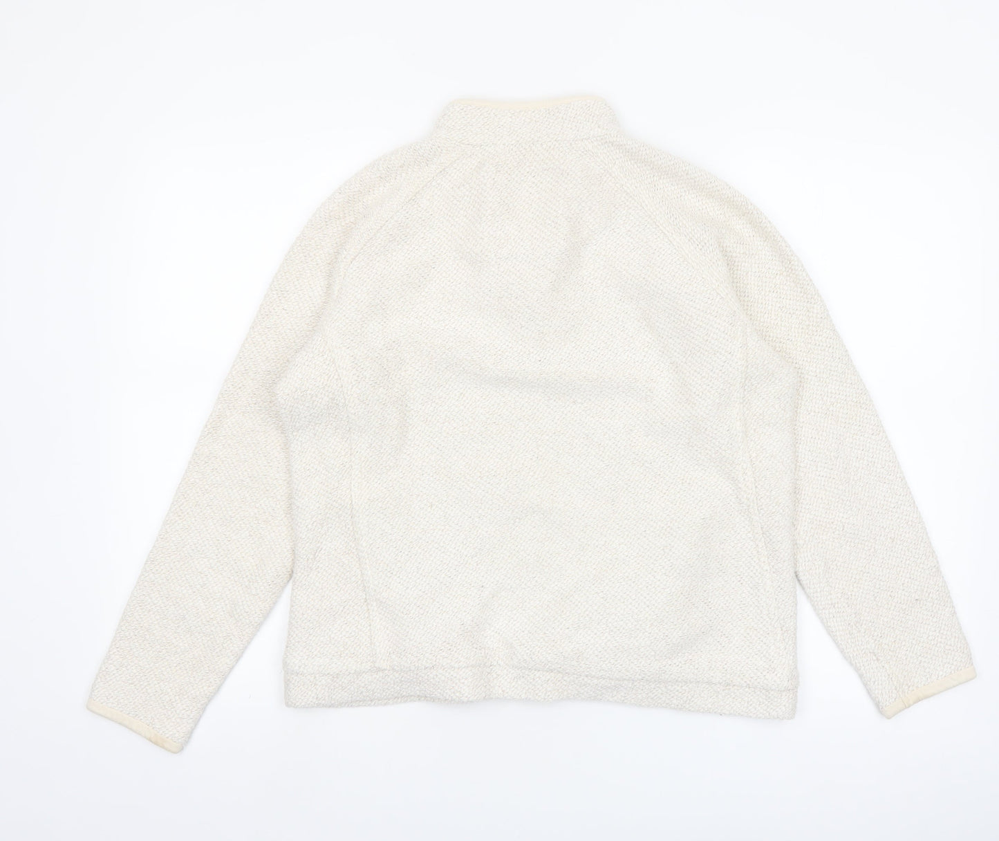 Weird Fish Women Beige 1/4 Zip Pullover Sweatshirt Size 12 Cotton Blend