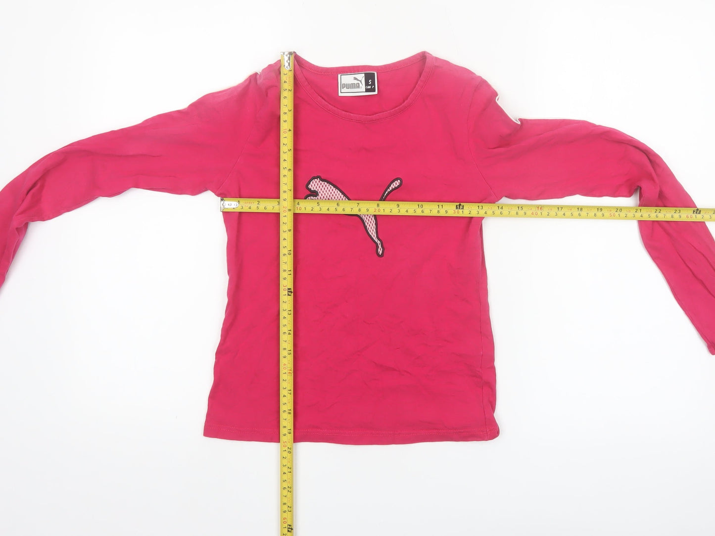 Puma Women's Pink Long Sleeve Slim Fit Cotton Blend T-Shirt - Size S