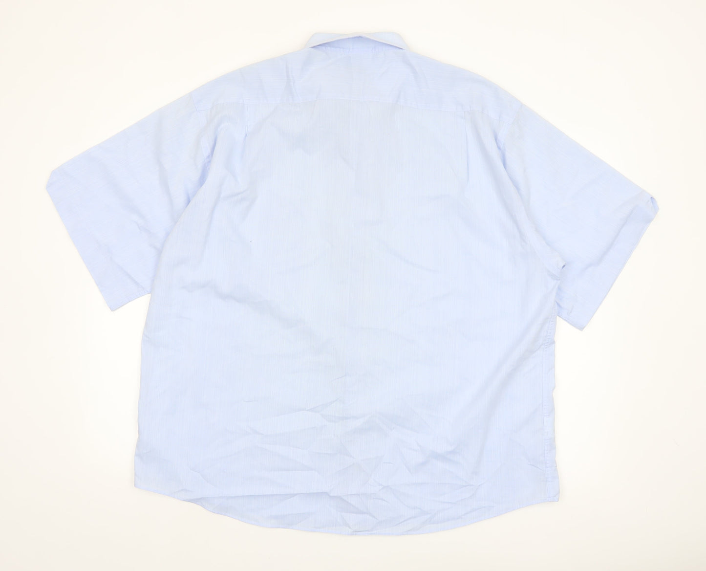 Simon Taylor Men's Blue 17.5in Regular Fit Short Sleeve Cotton Blend Shirt