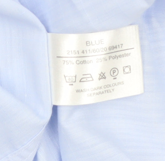 Simon Taylor Men's Blue 17.5in Regular Fit Short Sleeve Cotton Blend Shirt