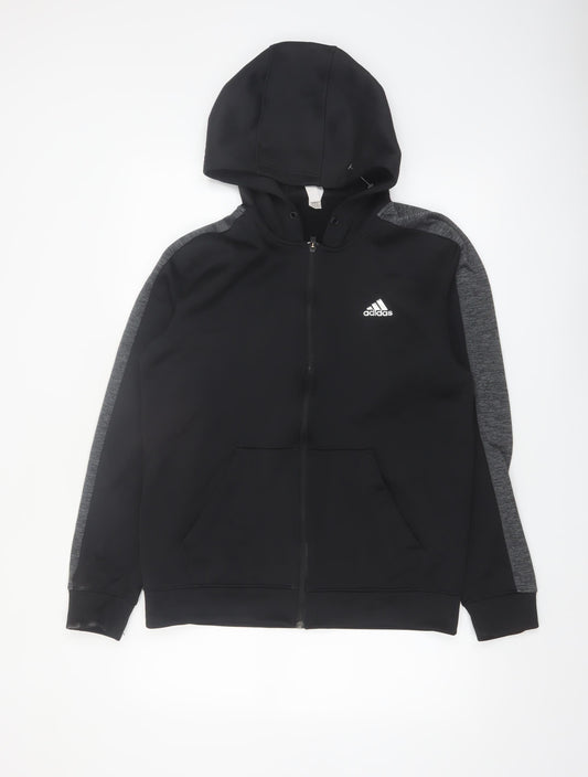 Adidas Men’s Black Full Zip Hoodie Size M Regular Fit Sportswear