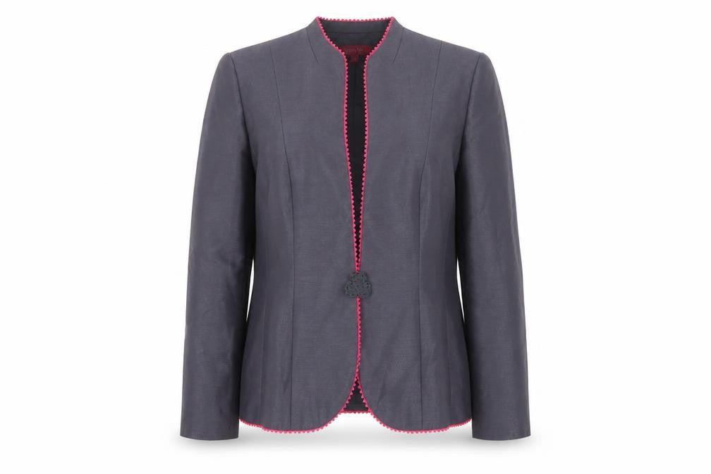 Jacques Vert Women's Grey Blazer UK 14 Formal Tailored Jacket