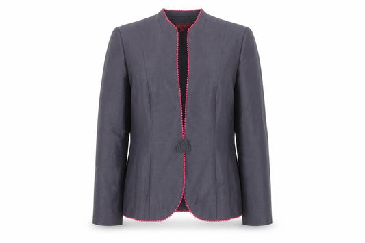 Jacques Vert Women's Grey Blazer UK 14 Formal Tailored Jacket