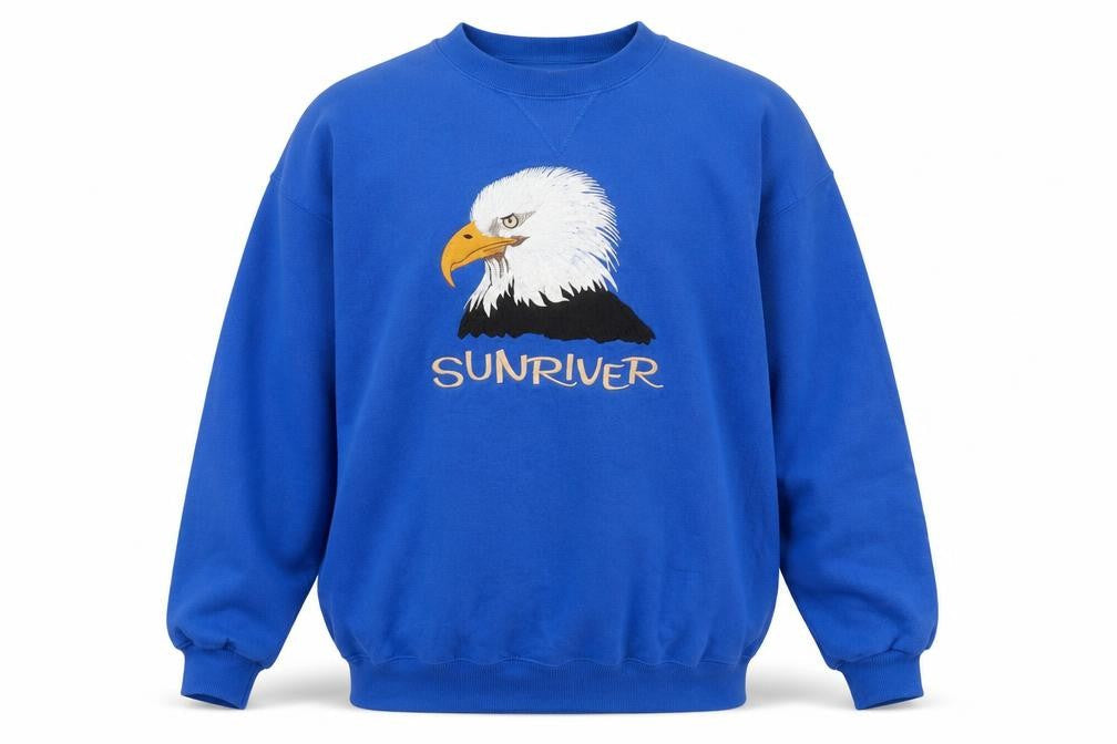 Satin Studio Men's Blue Eagle Graphic Pullover Sweatshirt XL