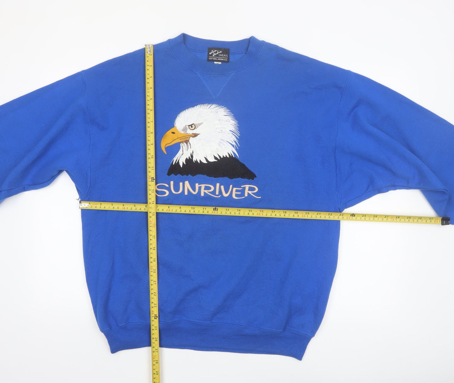 Satin Studio Men's Blue Eagle Graphic Pullover Sweatshirt XL