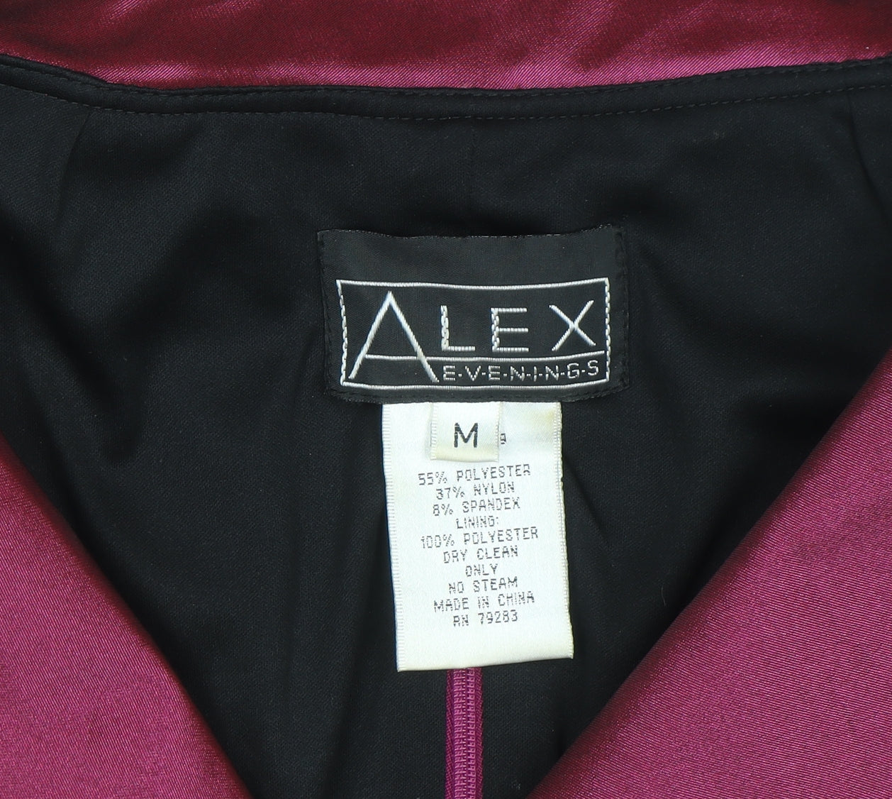 Alex Evenings Women Purple Wrap Satin Blouse M 3/4 Sleeve Formal Top