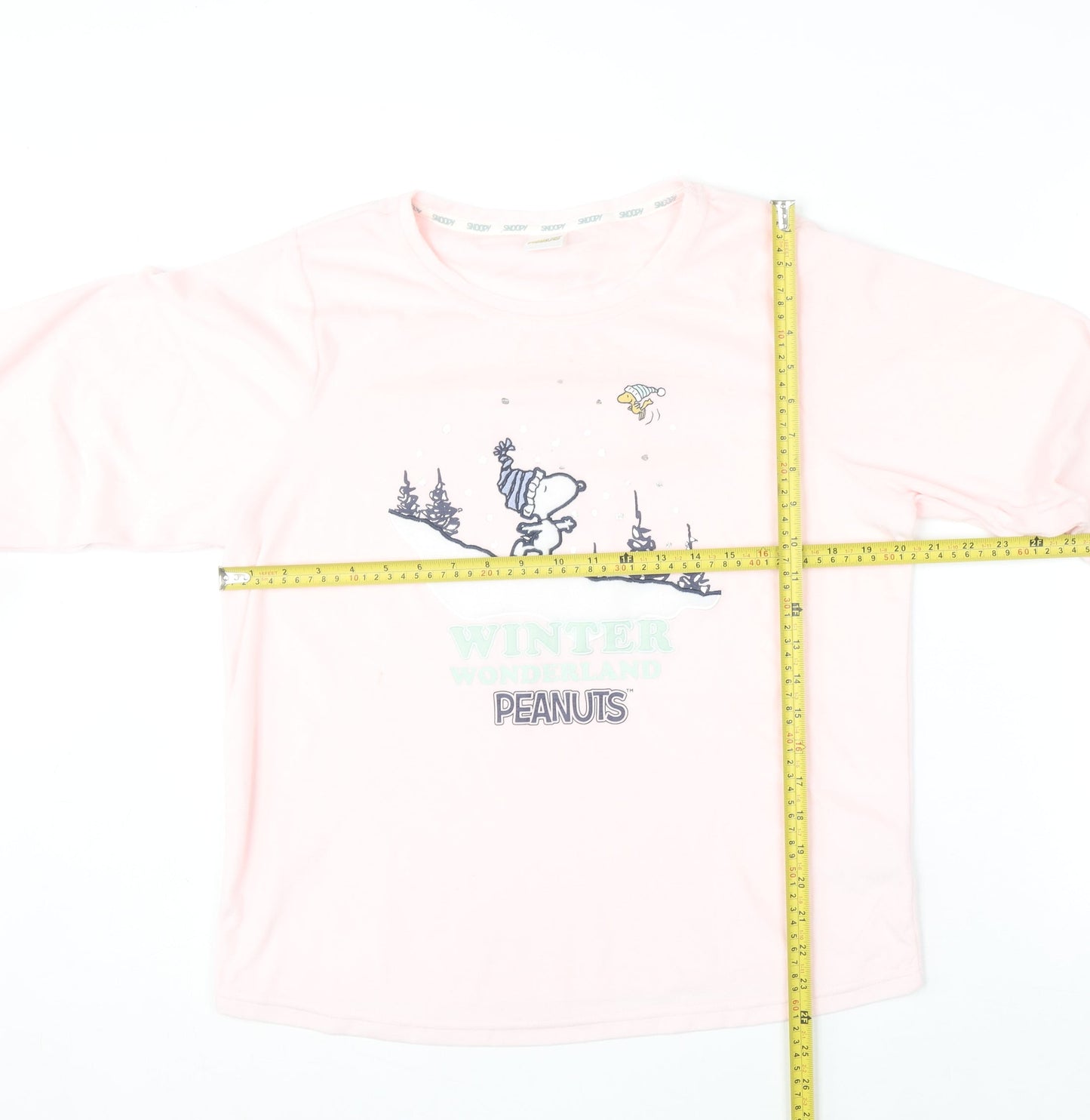 Peanuts Snoopy Women's Pink & Navy Pyjama Set Size 8-10 Winter Graphic Fleece