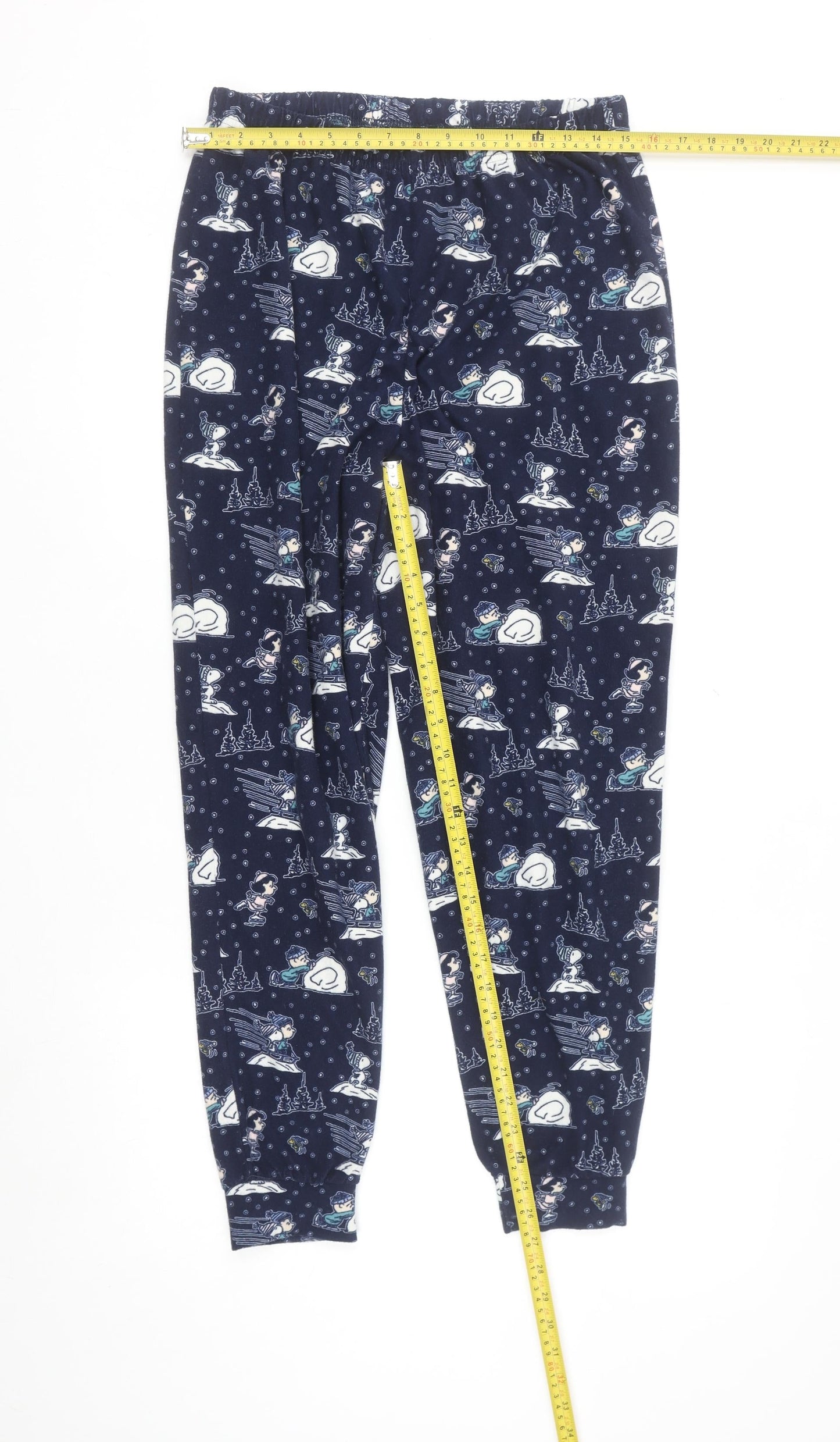 Peanuts Snoopy Women's Pink & Navy Pyjama Set Size 8-10 Winter Graphic Fleece