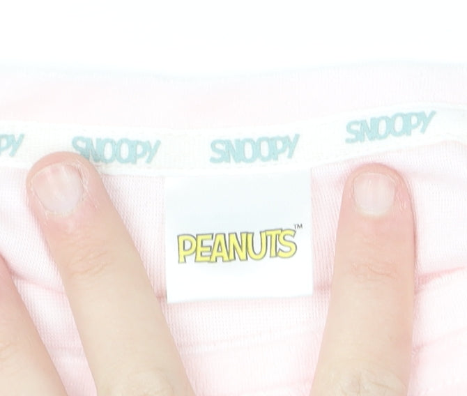 Peanuts Snoopy Women's Pink & Navy Pyjama Set Size 8-10 Winter Graphic Fleece