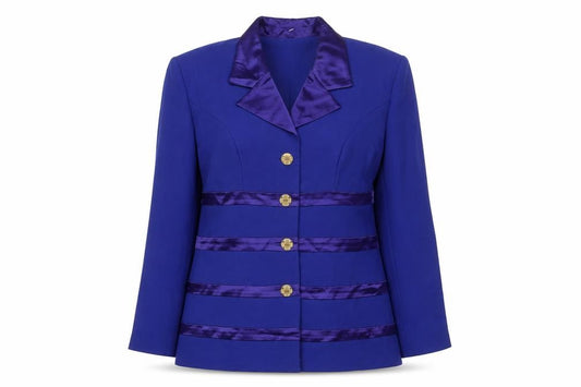 Joseph Ribkoff Women’s Blue Satin Trim Blazer UK 10 Long Sleeve Formal Jacket
