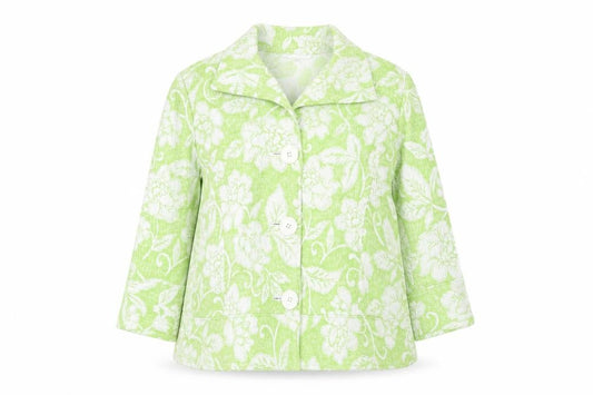 Coldwater Creek Women Green Floral Blazer Size 12 Lined Jacket