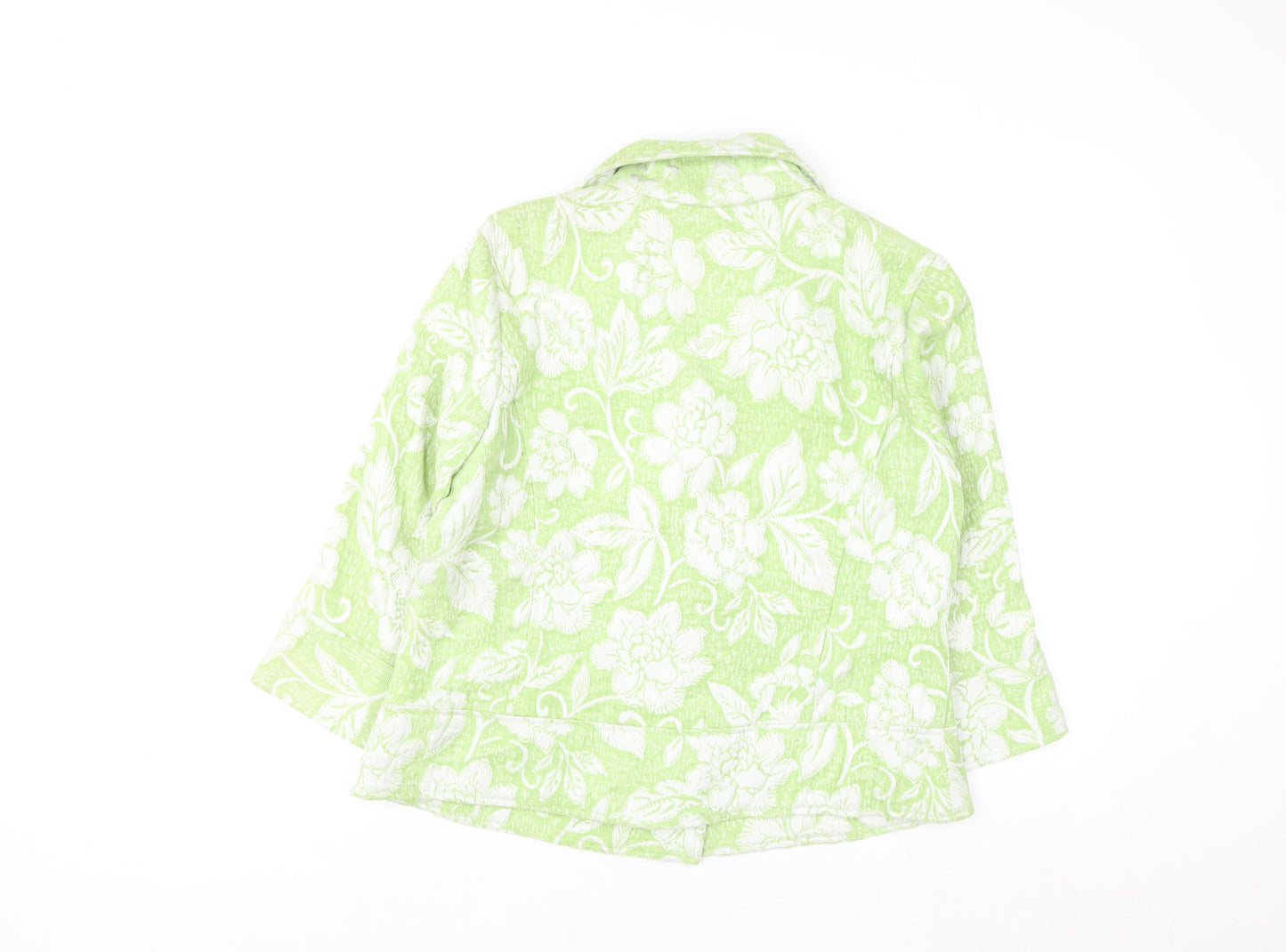 Coldwater Creek Women Green Floral Blazer Size 12 Lined Jacket