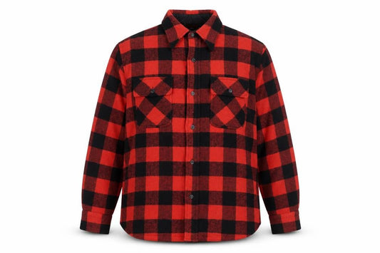 Kings Road Men's Red Black Check Flannel Wool Button-Up Shirt Size 16