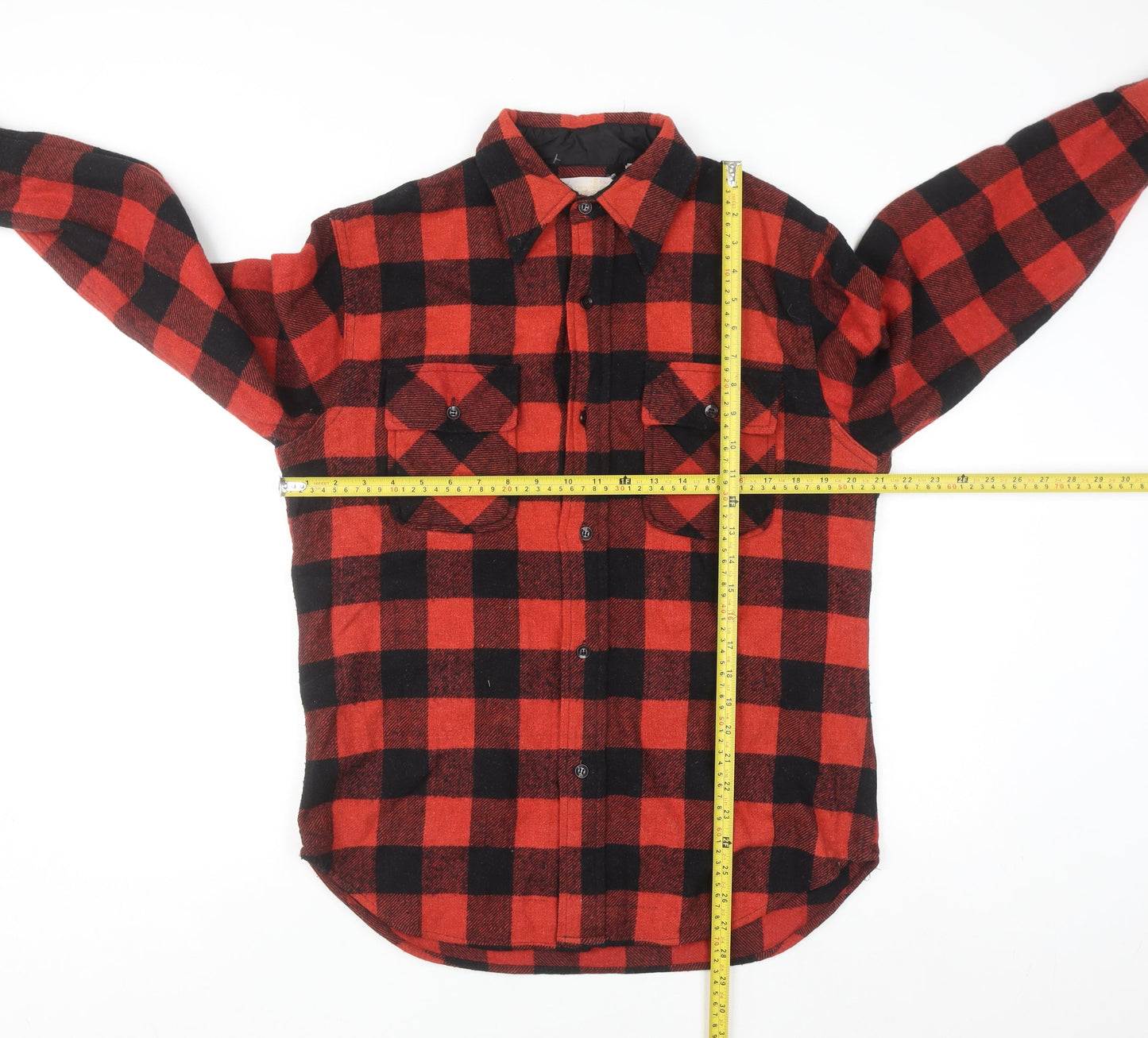 Kings Road Men's Red Black Check Flannel Wool Button-Up Shirt Size 16