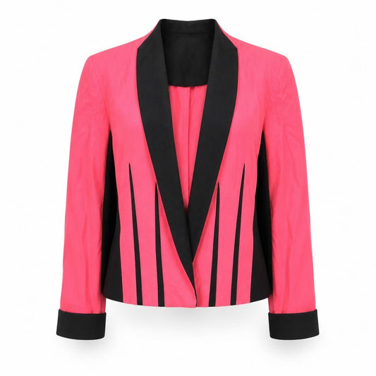 Perceptions Petite Women Pink Black Shawl Collar Blazer Jacket Size 14P