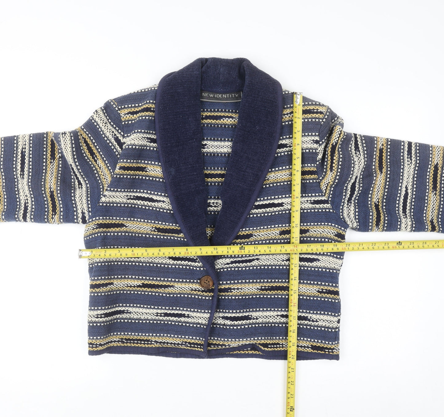 New Identity Women's Blue Striped Cotton Knit Blazer M