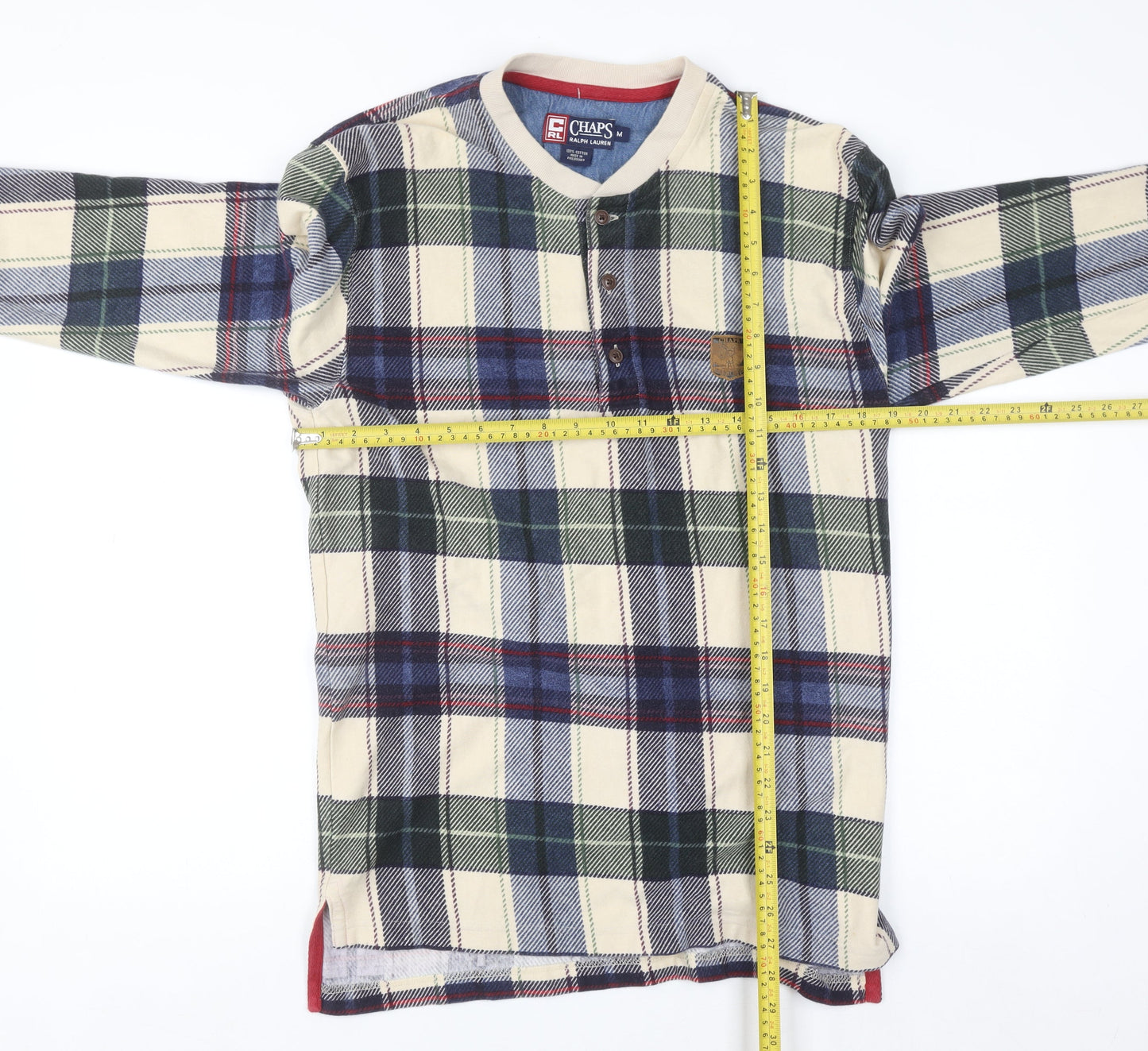 Chaps Ralph Lauren Men's Multicoloured Plaid Henley Cotton Shirt M