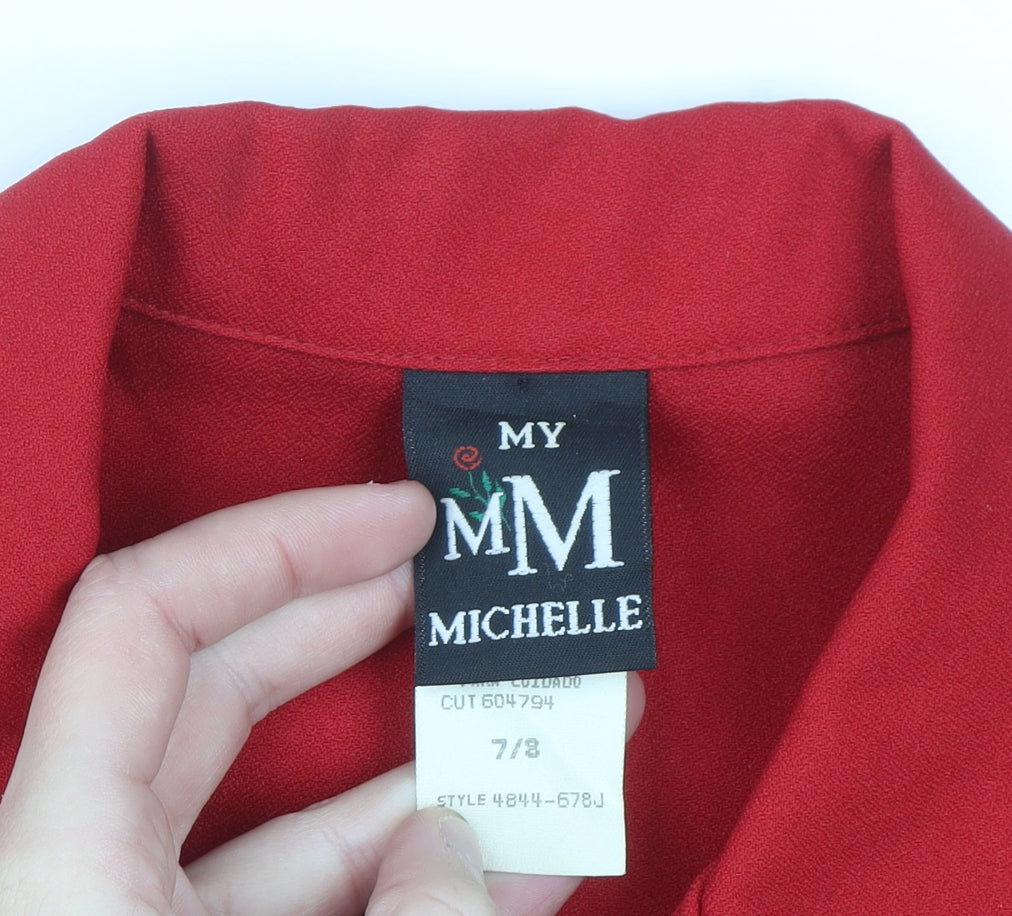 My Michelle Women's Red Polyester Blazer Size 8 Classic Business Jacket