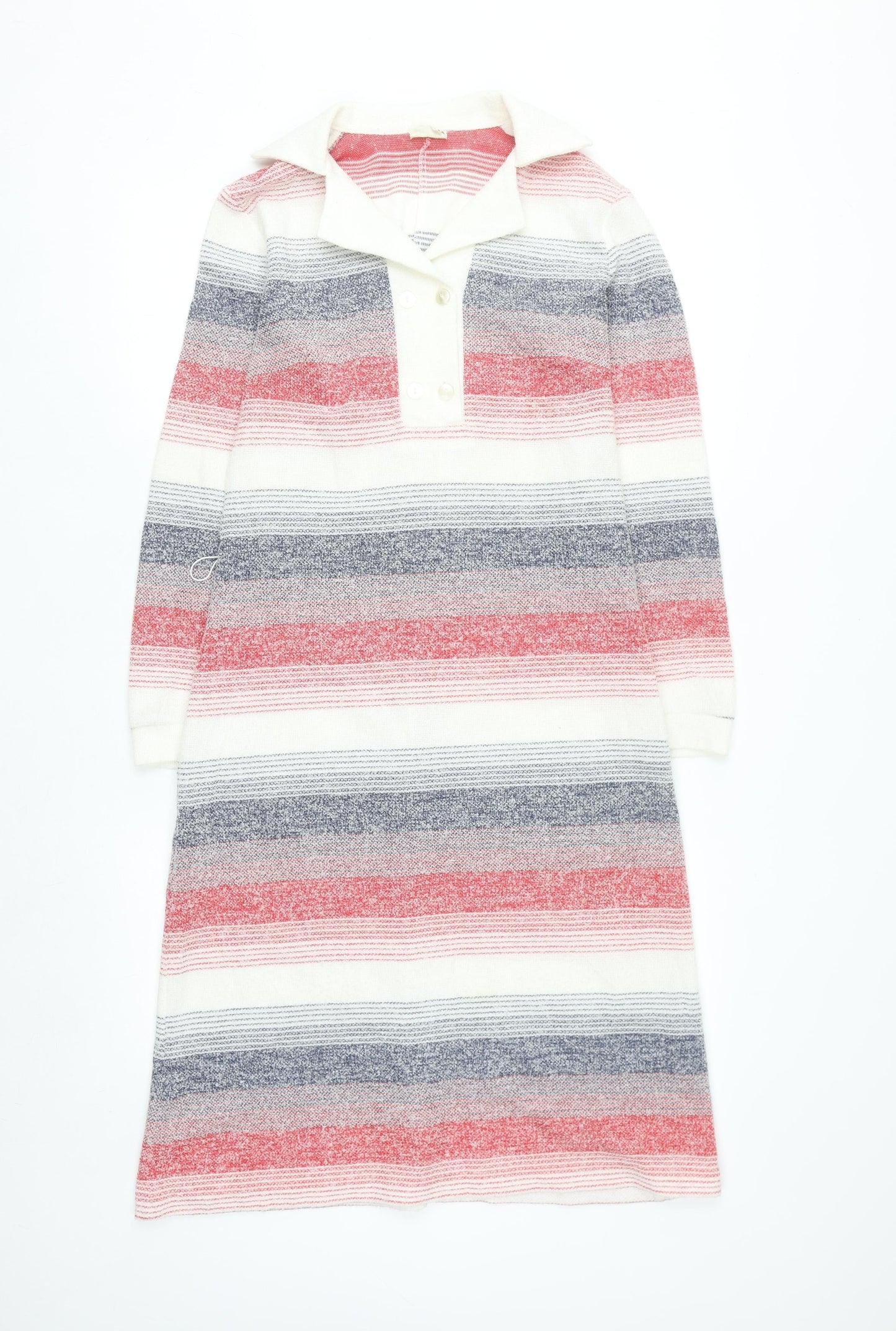 Graell Women Multicoloured Wool Knit Collared Shift Dress Size 8