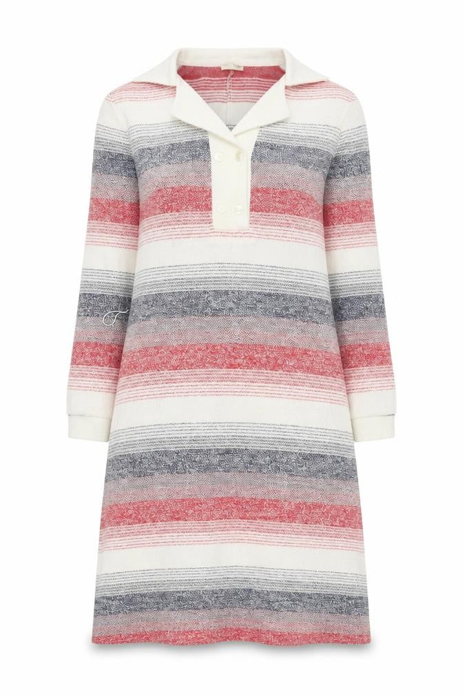 Graell Women Multicoloured Wool Knit Collared Shift Dress Size 8