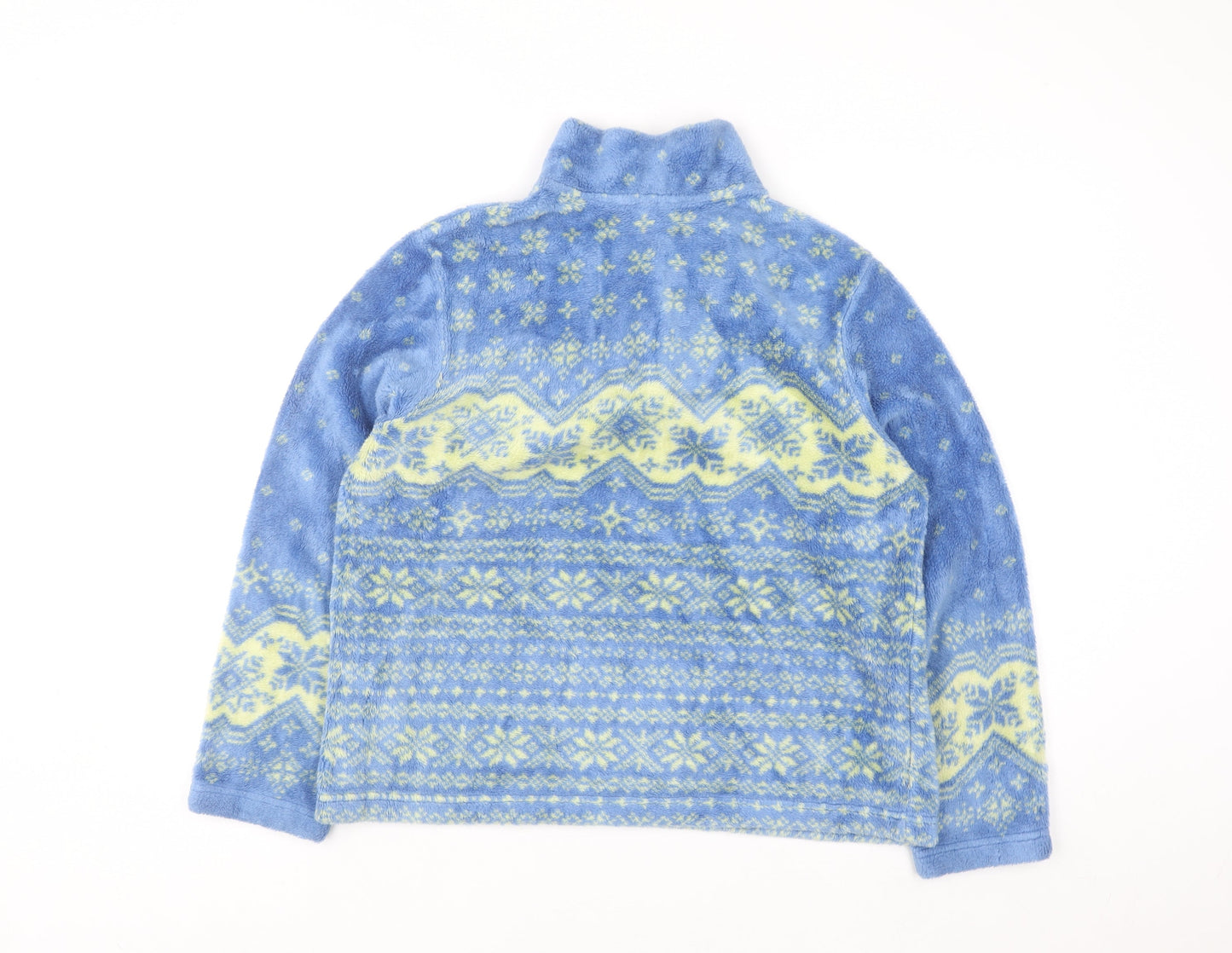 Talbots Women Blue Fair Isle 1/2 Zip Fleece Pullover Sweatshirt Medium