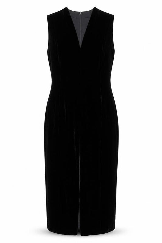 Jones New York Women Black Velvet Sheath Midi Dress Size 14