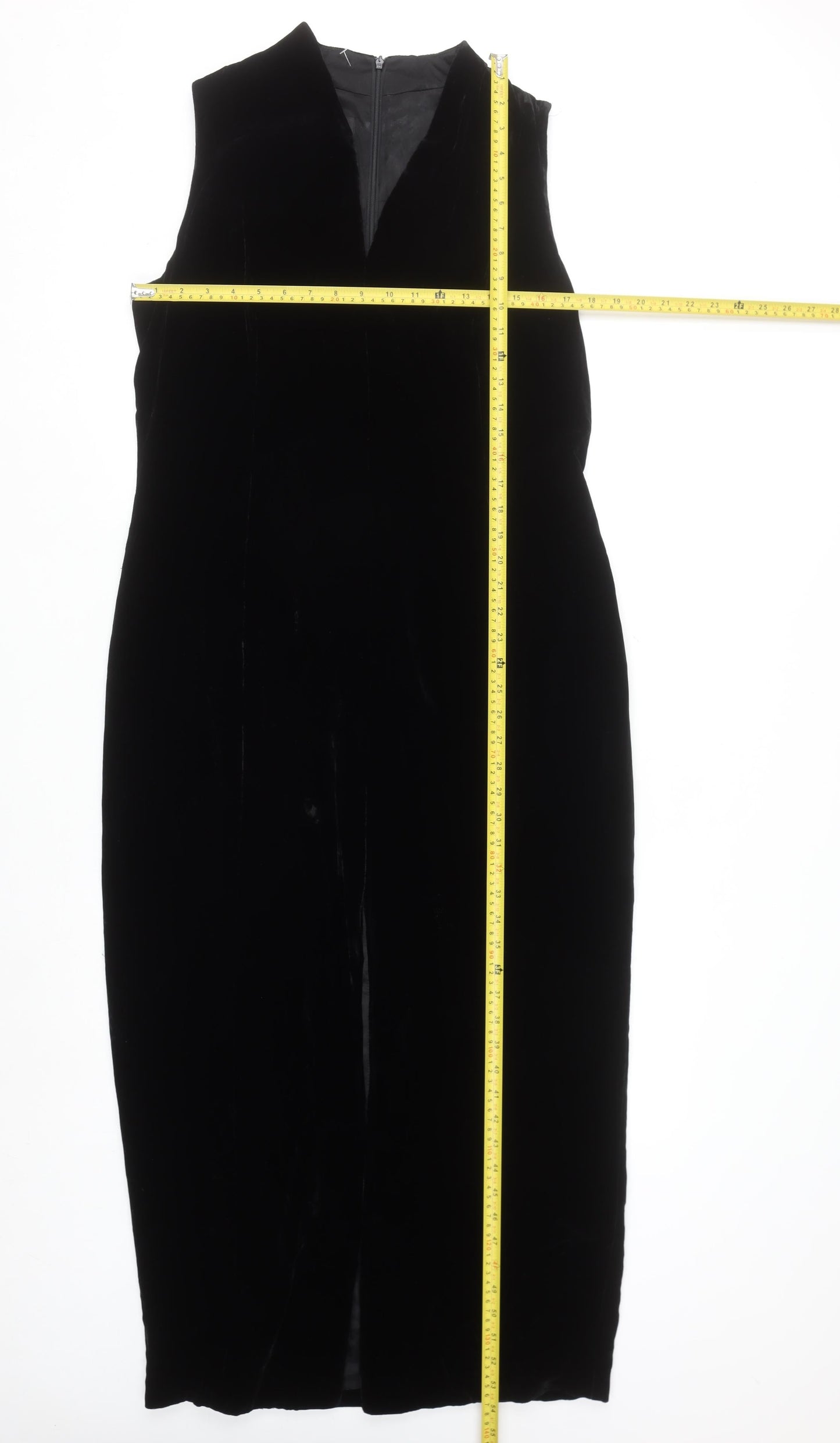 Jones New York Women Black Velvet Sheath Midi Dress Size 14