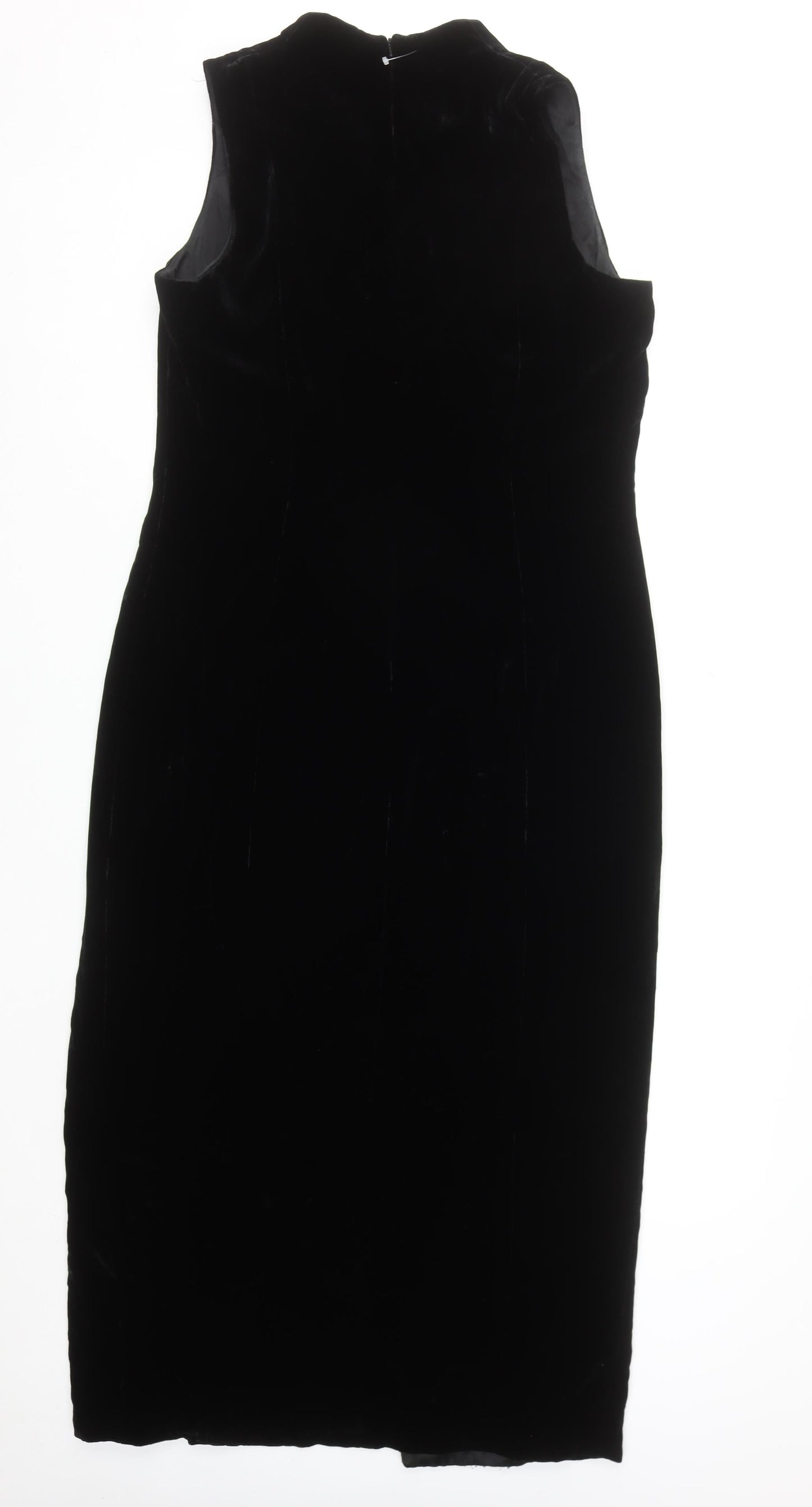 Jones New York Women Black Velvet Sheath Midi Dress Size 14