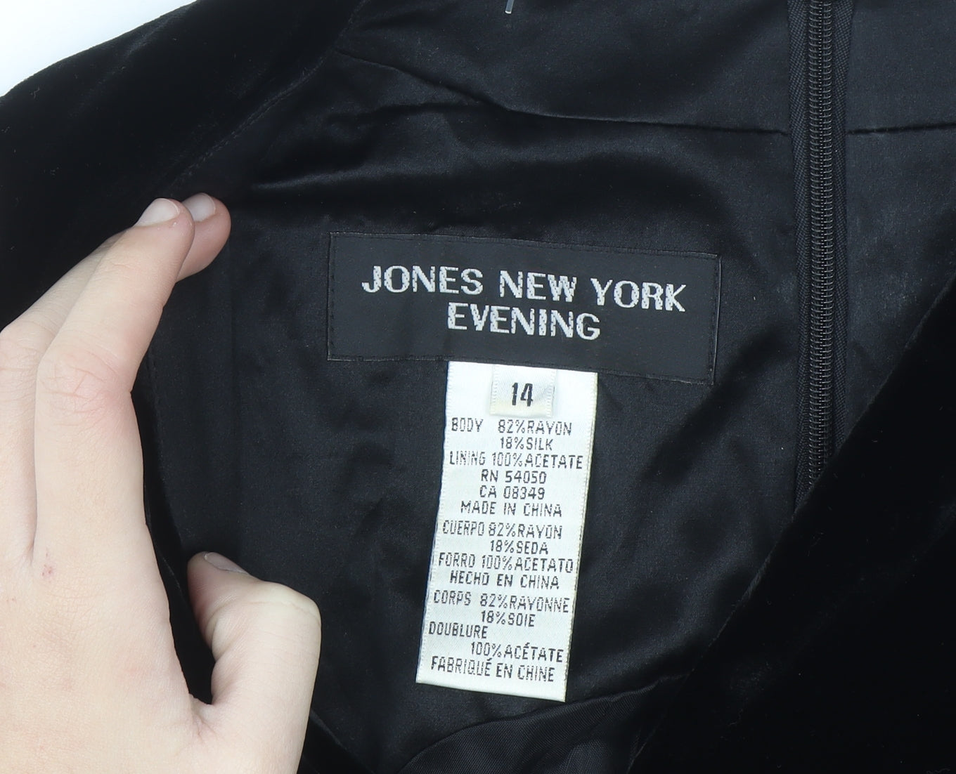 Jones New York Women Black Velvet Sheath Midi Dress Size 14