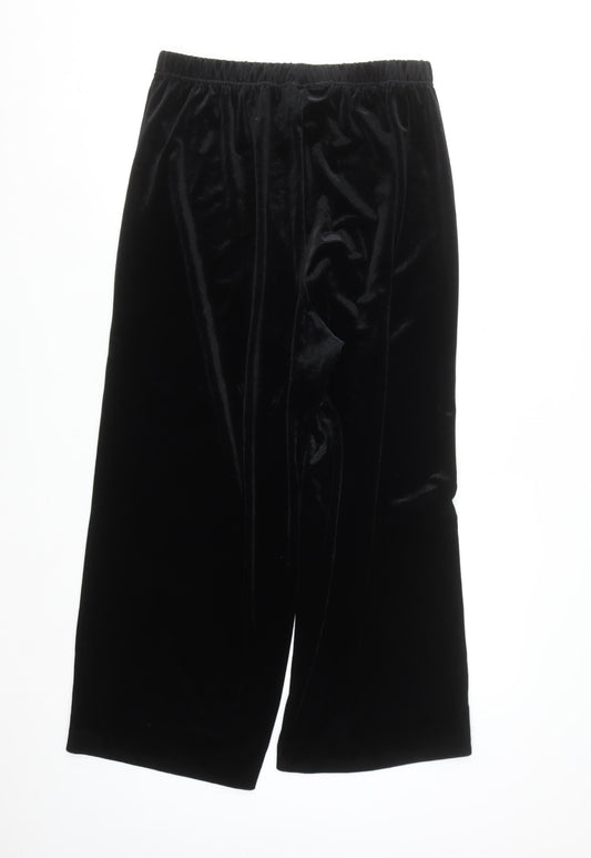 Bob Mackie Wearable Art Black Velvet Wide-Leg Womens Trousers L