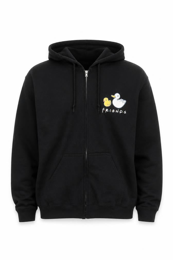 Friends Men's Black Full Zip Hoodie Size M Graphic Logo Sweatshirt