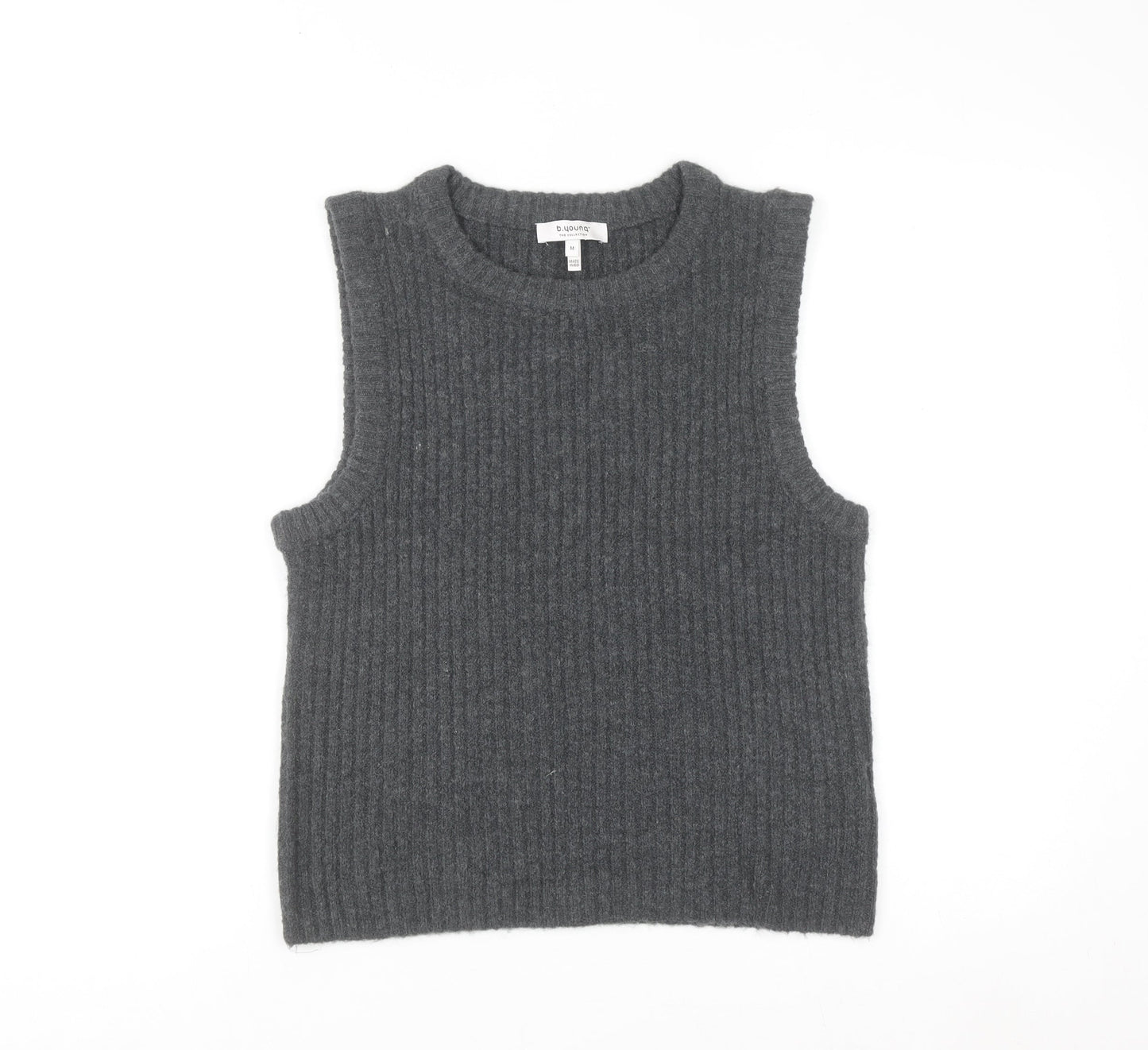 b.young Unisex Grey Knit Wool Blend Sleeveless Vest M